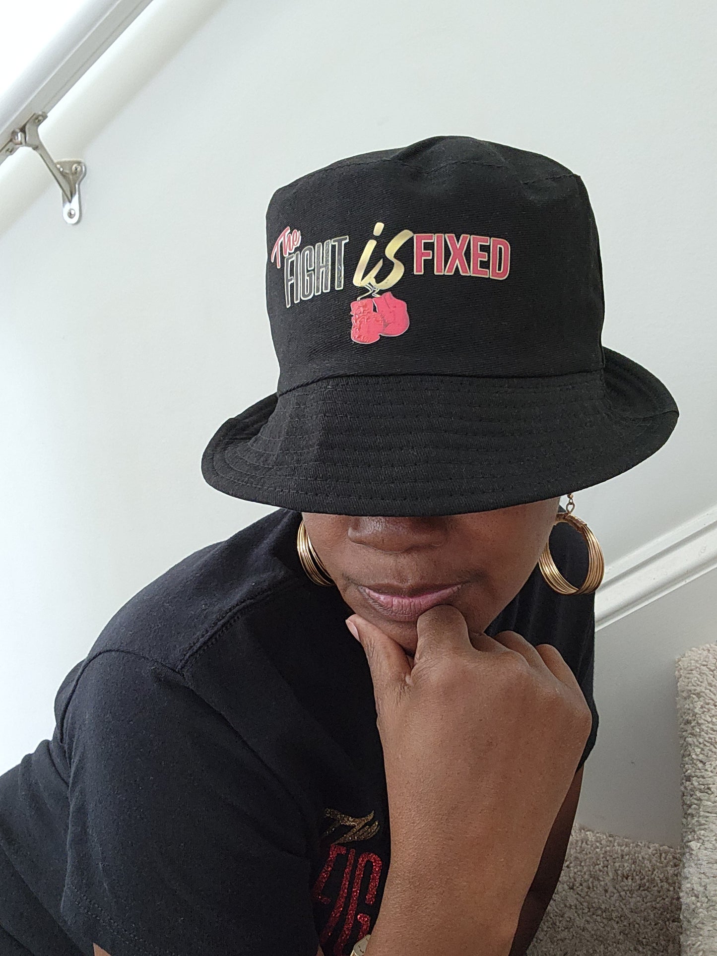 Black Bucket Hat - Boxing Gloves Logo - The Fight Is Fixed®