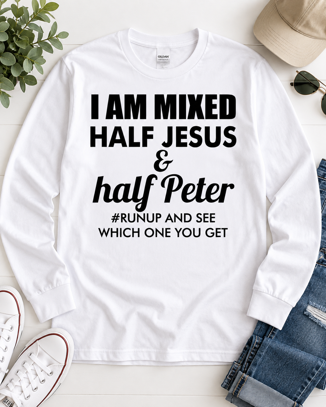 Half Jesus, Half Peter Statement Tee