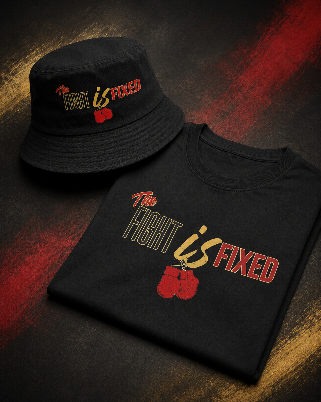 Black Bucket Hat - Boxing Gloves Logo - The Fight Is Fixed®