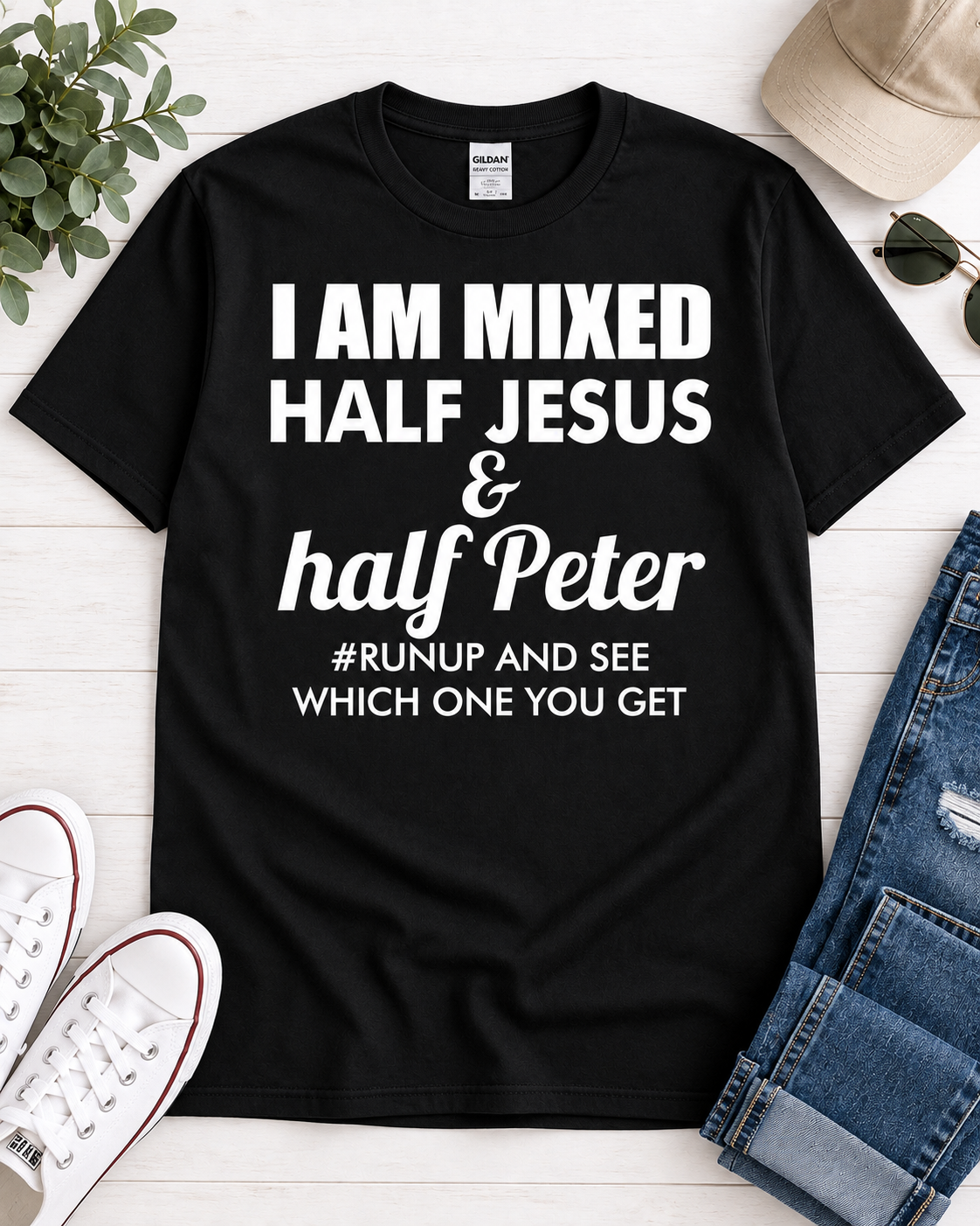 Half Jesus, Half Peter Statement Tee