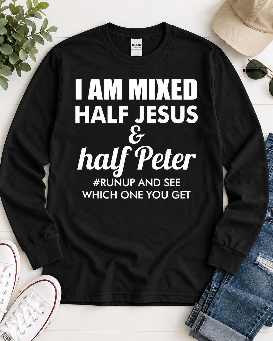 Half Jesus, Half Peter Statement Tee
